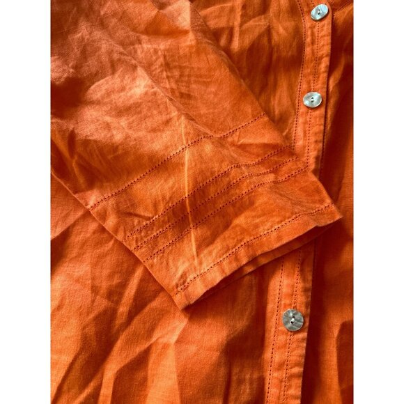 Vibrant Orange Women's Button Down Shirt - Picture 4 of 5